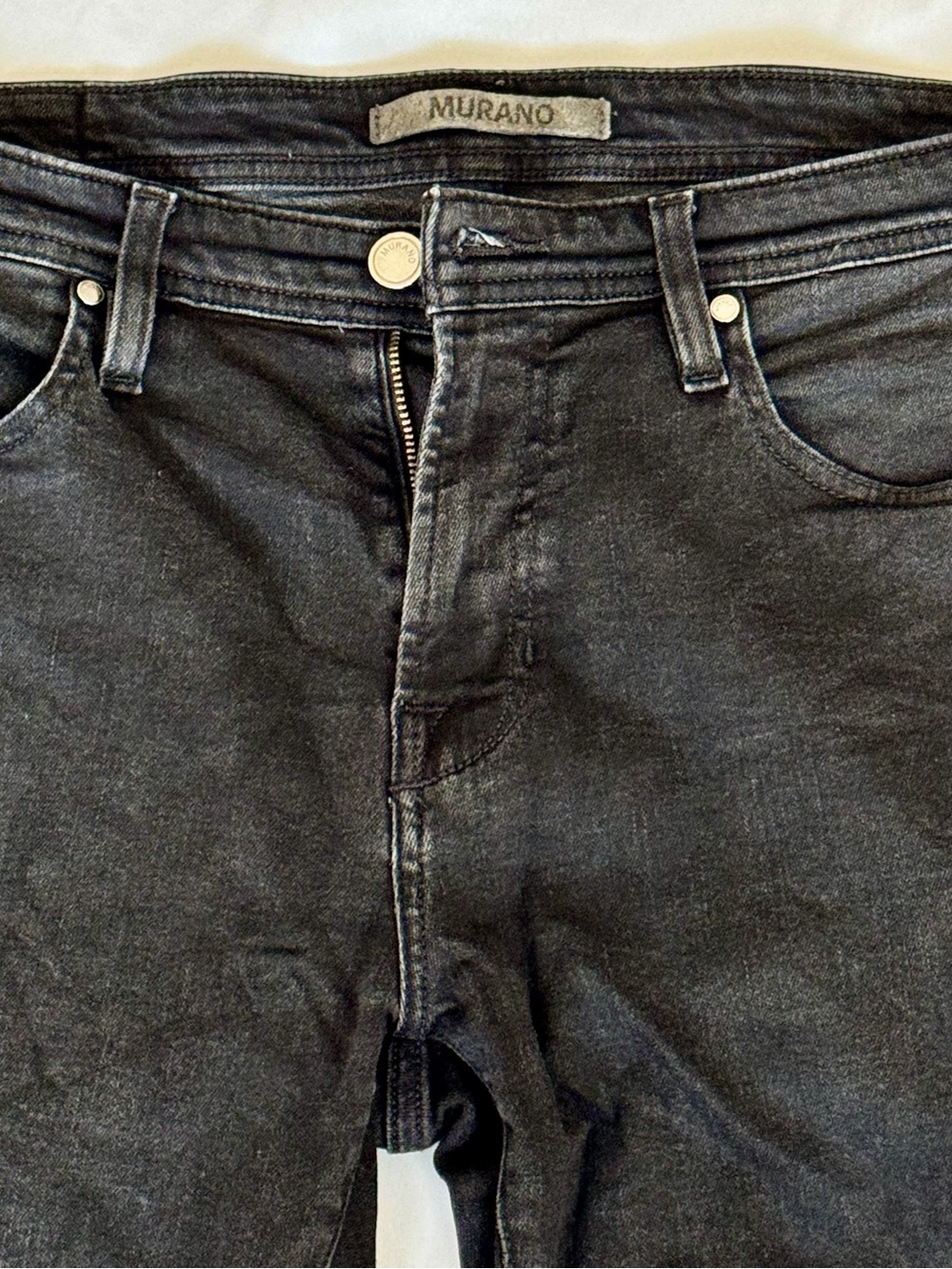 Murano Men's Slim Black Jeans - Washed Finish